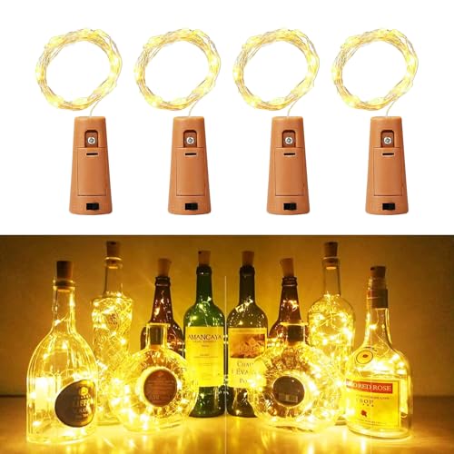 Wine Bottle Lights with Cork 4 Packs Warm White Cork Lights for Bottles