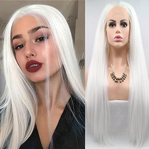 Perruque avant lacet 13x3 Xiweiya 1001 Yaki Straight volume blanc pur et raie naturelle