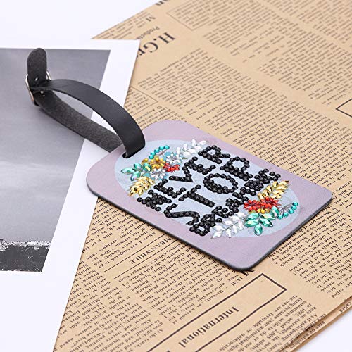 Etiquetas de bagagem com DIY em formato especial com pintura de diamante em forma de carta, couro, p