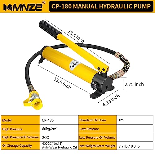 Image of 10T 11mm /0.43 inch Stroke Hydraulic Cylinder Jack Sets Mini Hydraulic Ram Jack Porta Power Kits Retract Automatically Split Hydraulic Single Acting Lifting Cylinders with CP-180 Hydraulic Hand Pump
