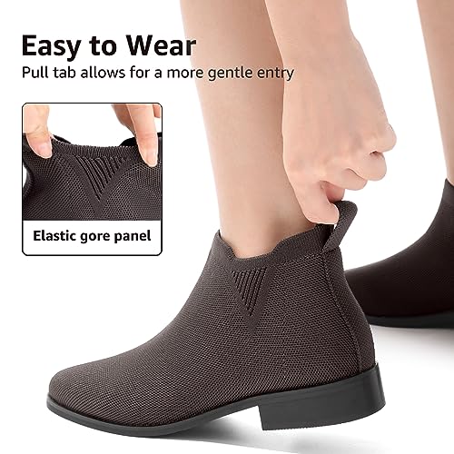 Bacia Sock Ankle Boots for Women Square Toe Slip on Short Chelsea Boots Low Heel Fall Booties4