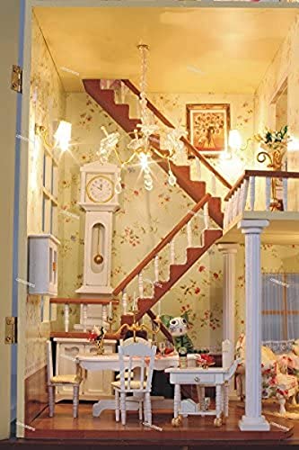 DIY Puppenhaus Aus Holz Handwerk Miniatur-Kit Große Villa Mit Möbeln Und Accessoires, Wohnzimmer Schlafzimmer Küche… – Bild 3
