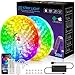 Tira LED de 20 m de luz, sincronización de música, cambio de color, tira LED RGB, mando a distancia de 44 teclas, micrófono incorporado sensible, luces LED controladas por aplicación, 5050 RGB
