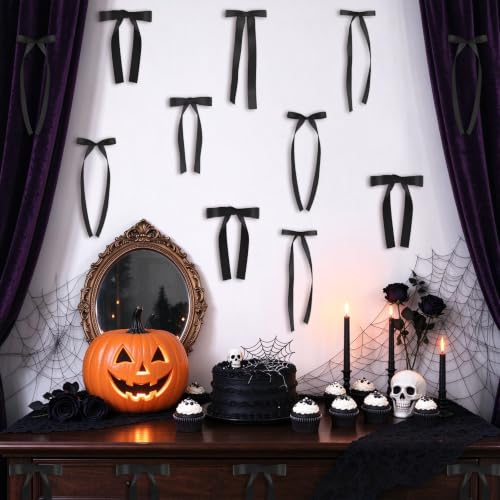 Babenest 5 Sizes Black Bows Wall Decor, 40Pcs Satin Ribbon Bows for party - image 2