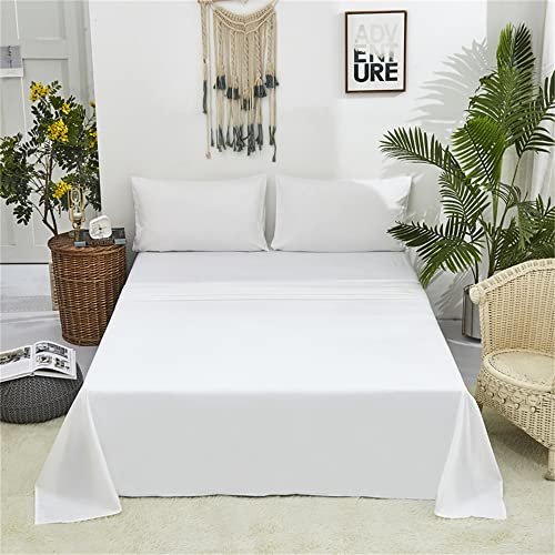 Wellboo White Bed Sheet Set Plain Color Bedding Sheets King Women Men All White Flat Sheet Adult Teen Light Color Fitted Sheet Solid Color Durable Dorm Bed Soft Health with 2 Pillowcases 4 PCS