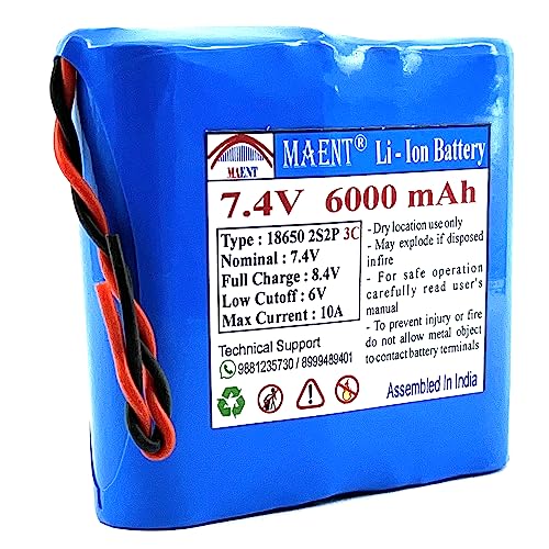 Image of MAENT 7.4V 18650 Lithium ion Rechargeable Battery 2S2P 2 Wire 5264 POS 8.4V for Electronics Toys Lighting Equipment POS Swipe Machine - 3C Rated (2 Wire, 6000 mah)