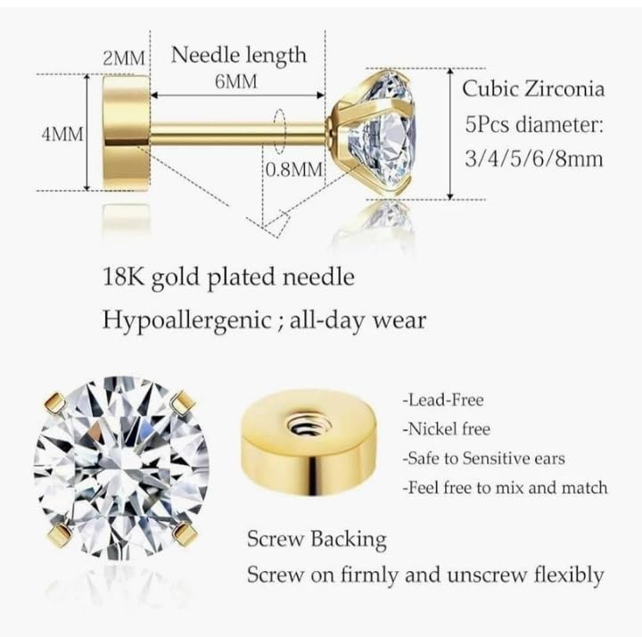 Generic T TRENDY MART Classic Stud Earring, Gold - Image 5