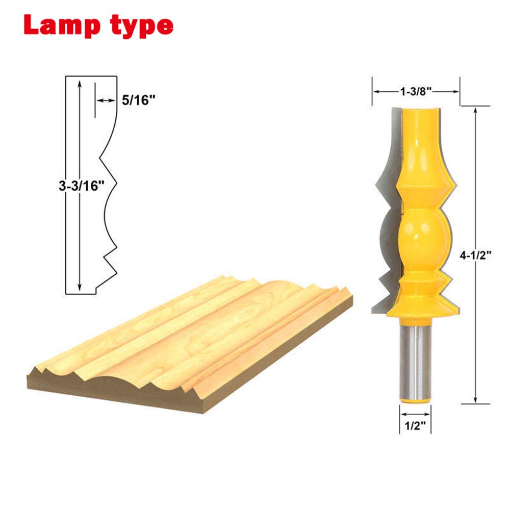Fusto gigante da 1/2 pollici, fresa a forma di corona per la lavorazione del legno, set di 2 tipi per la lavorazione del legno