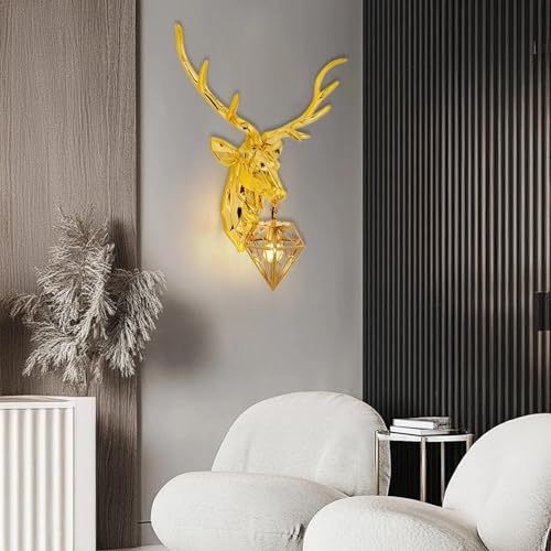 Image of Harold Electricals Metal Alpha Stag Wall Light | Wall Lamp Fixture for Living Room, Bedroom, Hall- Pack of 1 (Style 1)
