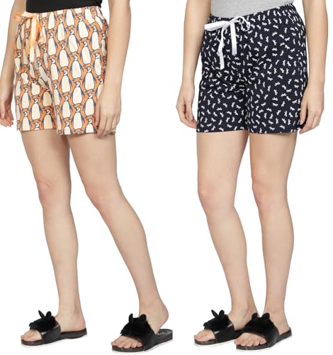 Image of Club A9 Women's Regular Fit Cotton Printed Shorts