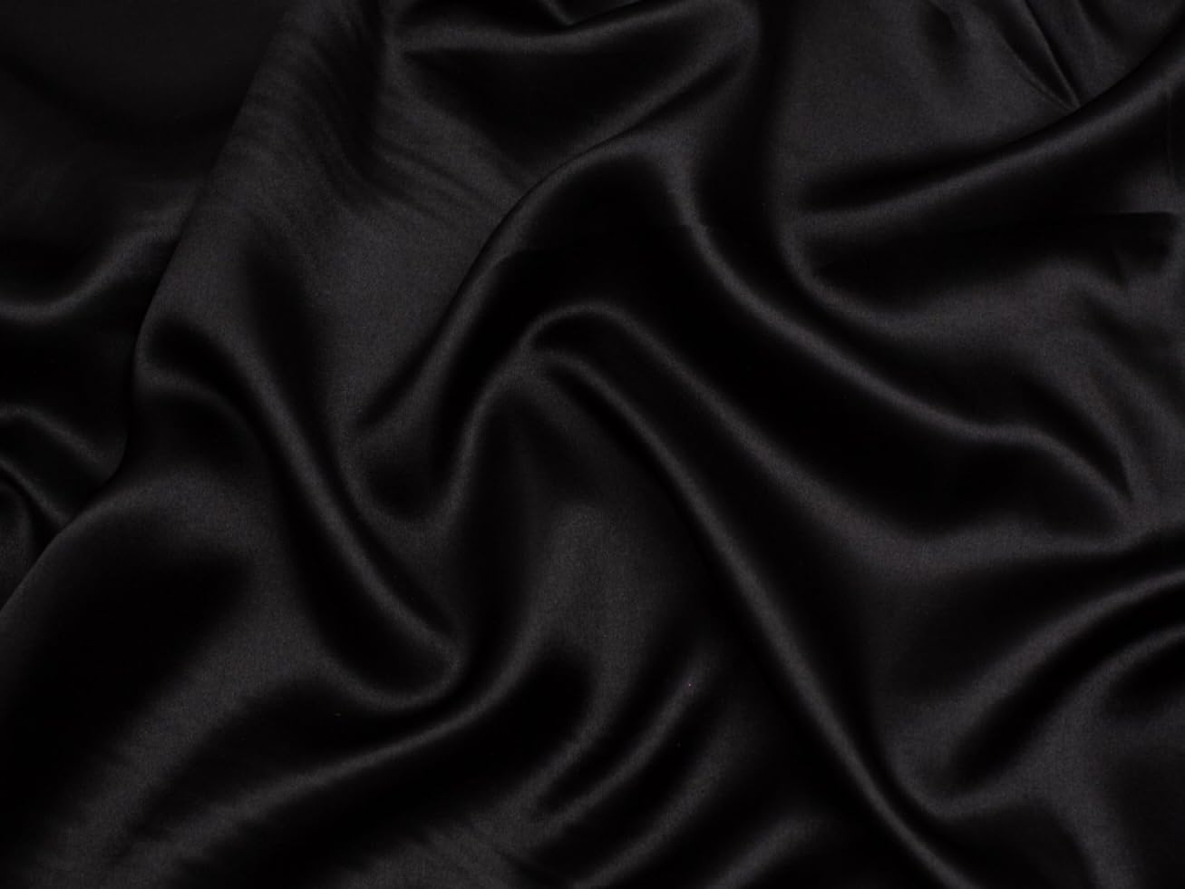Minerva Black Core Range Liquid Satin Fabric - Lightweight & Suitable For Dressmaking - Approx Width: 150Cm / 60" - Sold Per Metre