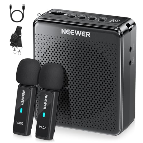 NEEWER Sprachverstärker mit kabellosem Mikrofon, tragbares, Tragbares Mini USB C, wiederaufladbar, Geräuschunterdrückung, Lautsprecher, Megafon Mikrofon Set, 10 Std., 15m Reichweite, für Lehrer, VA02