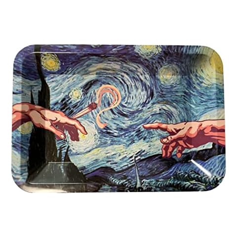 Rolling Tray “Starry Night Hands” 5” x 7” Tobacco Smoke Accessories - Tray God Cover