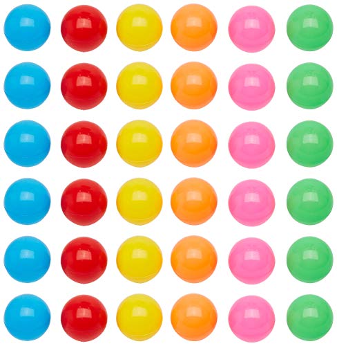 Image of Amazon Basics BPA Free Ball Pit Balls with Storage Bag, Crush-Proof Plastic for Toddlers Kids 12+ Months Play, 6 Bright Colors, Pack of 1000