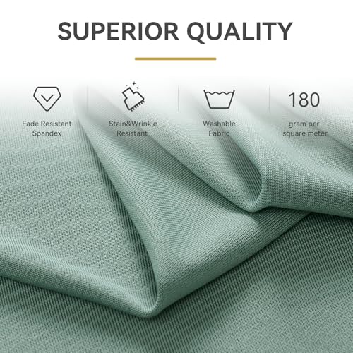 Image of Outpain Dusty Green Spandex Table Clothes for 6 Foot Rectangle Tables-2Pack 6FT Spandex Fitted Table Cover, Wrinkle Free Tablecloths with Skirt for Parties, Wedding, Birthday, Banquet, Festival
