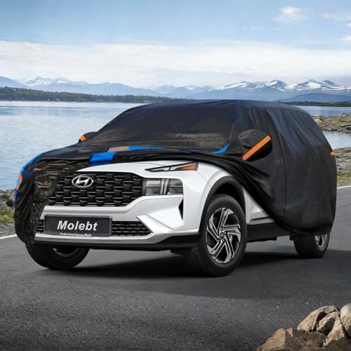 Image of Custom Fit SUV Car Cover for Hyundai Santa Fe (2006-2026), Upgraded Waterproof All Weather Outdoor Auto Cover with Driver Door Zipper & Mirror Pockets, UV /Snow /Dust Protection