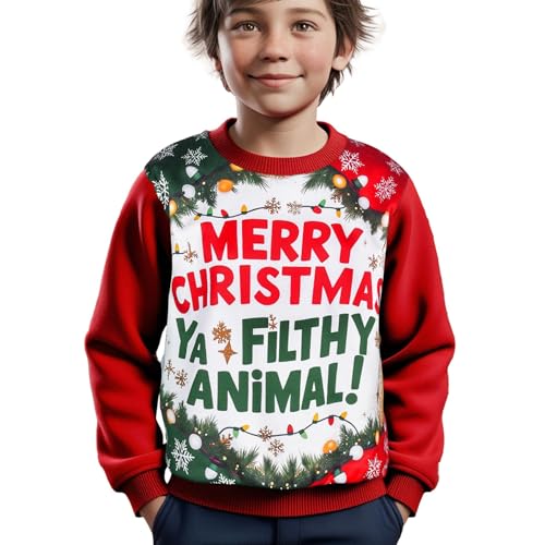 Sweat Noël enfant Merry Christmas en coton confortable style casual pour garçons et filles