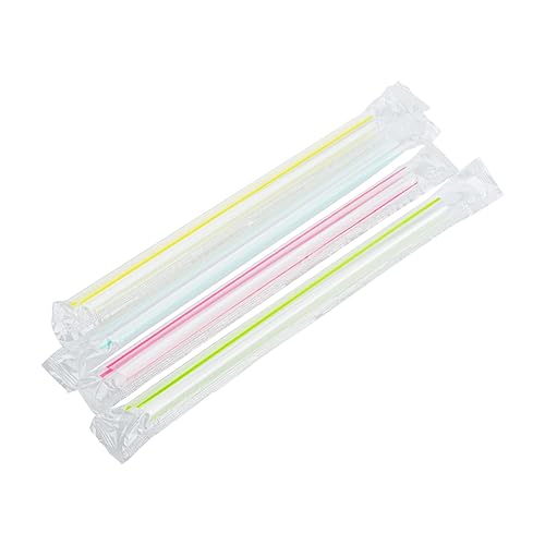 Miniatura 3 de Karat Pajitas Boba de 7.5 pulgadas (0.39 pulgadas de diámetro), envueltas individualmente, transparentes con rayas mixtas