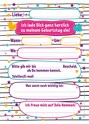 Lot de 12 cartes d'invitation, enveloppes, sacs, autocollants,Invitations d'anniversaire multicolores (12 cartes + 12… - Image 5