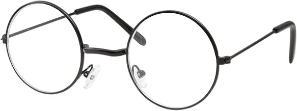 grinderPUNCH Kids Size Non-Prescription Glasses Round Circle Frame Clear Lens Costume (Age 3-10) Black