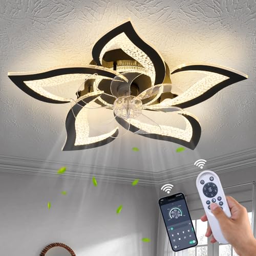 Flower Ceiling Fans with Lights and Remote, 27 Inch Modern