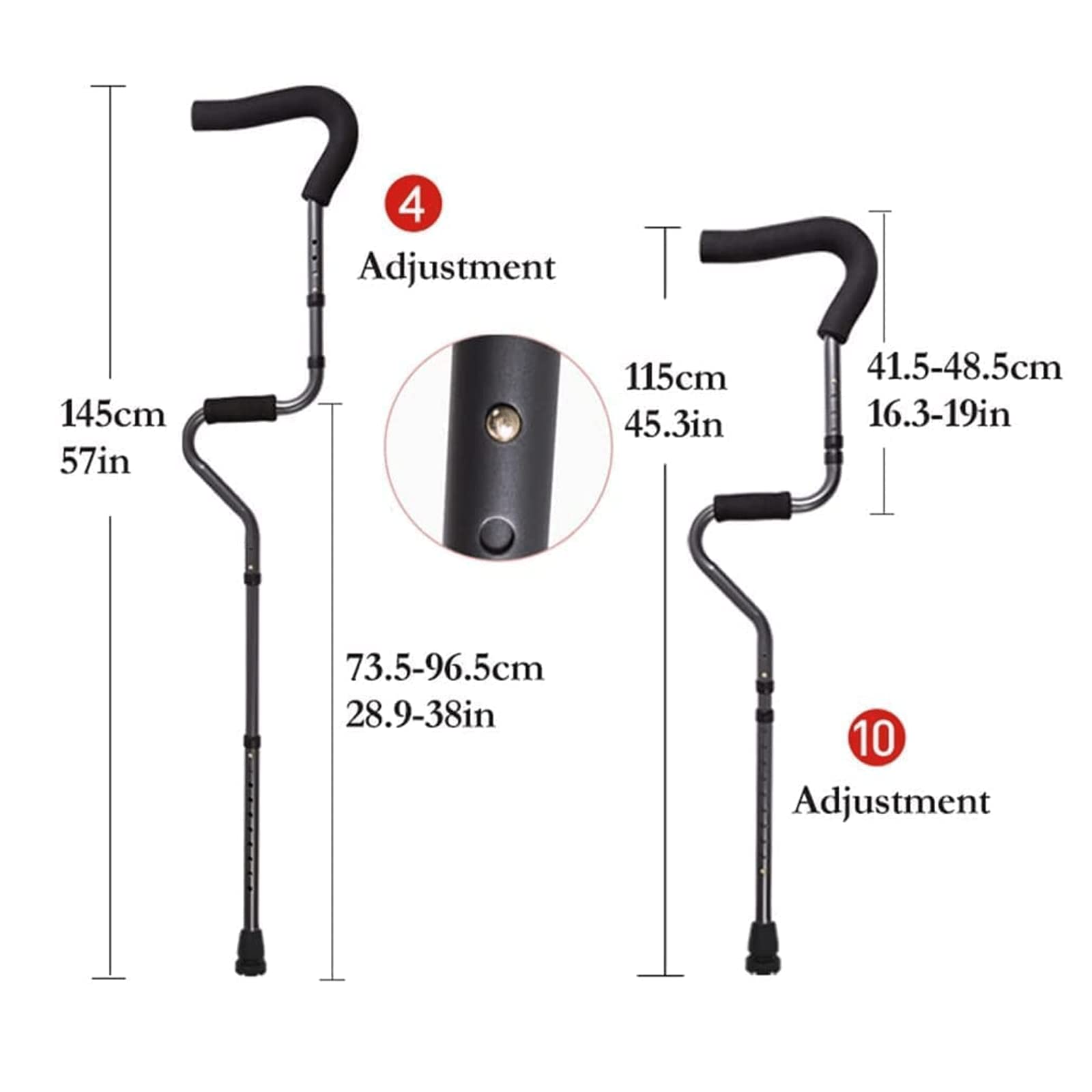 PAASHE Muletas médicas Bastones para Axilas Ajustables en Altura de Aluminio portátiles Bastones para Caminar de pie Plegables para 61-75 Pulgadas