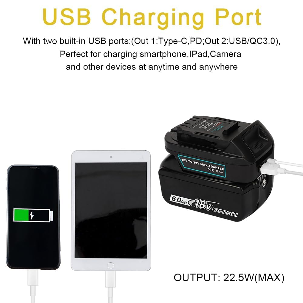 MT20DL Battery Adapter Converter for MT to DW Battery, for BL1830 18V Lithium Batteries Convert to DW 20V DCB206 DCB204 DCB200 Battery Compatible with DW 20V Cordless Power Tools