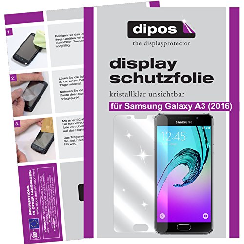 dipos I 2X Schutzfolie klar kompatibel mit Samsung Galaxy A3 (2016) Folie Bildschirmschutzfolie