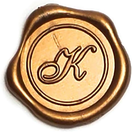 Adhesive Wax Seal Stickers 25Pk Pre-Made from Real Sealing Wax-Gold Initials (Initial K)