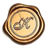 Adhesive Wax Seal Stickers 25Pk Pre-Made from Real Sealing Wax-Gold Initials (Initial K)