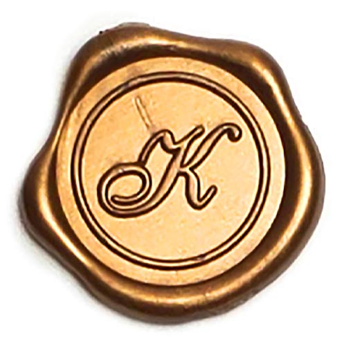 Adhesive Wax Seal Stickers 25Pk Pre-Made From Real Sealing Wax-Gold Initials (Initial K) #TOP3