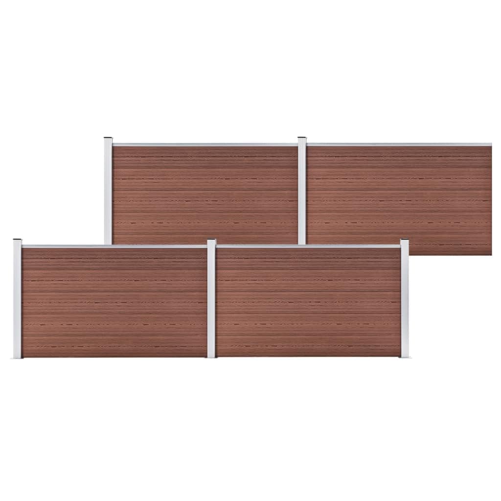 Clôture de Jardin WPC 699x106 cm Marron, Panneaux de Palissade Composite avec Poteaux en Aluminium, Brise-Vue Modulable et Claustra Extérieur pour Délimitation et Intimité