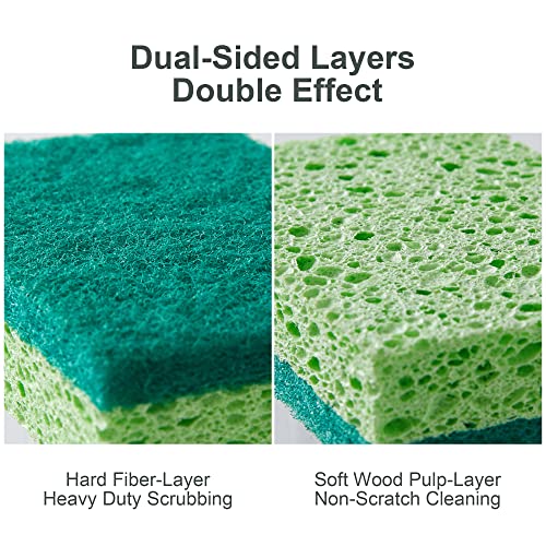 Image of JOYMOOP Clean Sponges,Dual-Sided Non-Scratch Soft Scrub Dish Sponge, Safe for Non-Stick Cookware, Kitchen and Household Cleaning, Pack of 6 Scrubbing Sponges