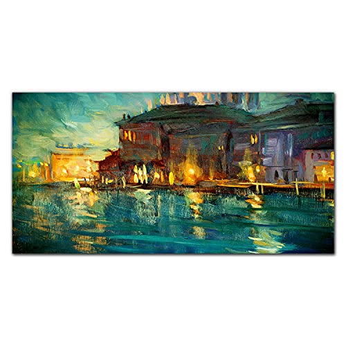 Impression sur Verre 100x50cm Bâtiments Fluviaux - Tableau Décoration Murale Verre Trempé Coloray