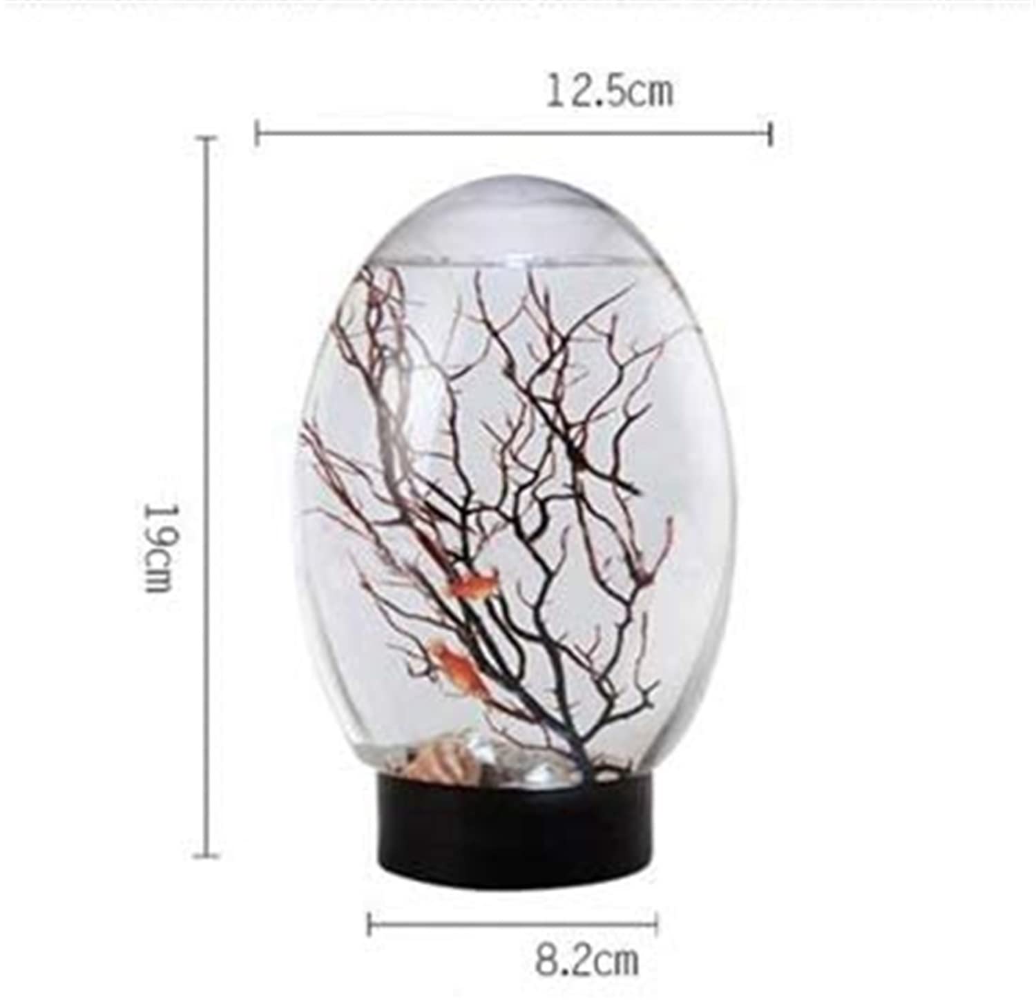 Acquario desktop con ecosistema acquatico chiuso, ecosfera per acquario piccolo, con illuminazione a LED, albero di ferro marino, conchiglia