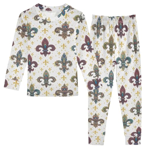 ODAWA Tribal Ethnic Iris Footless Fall Outfits Tee and Pant 2-piece Pj Set 2T