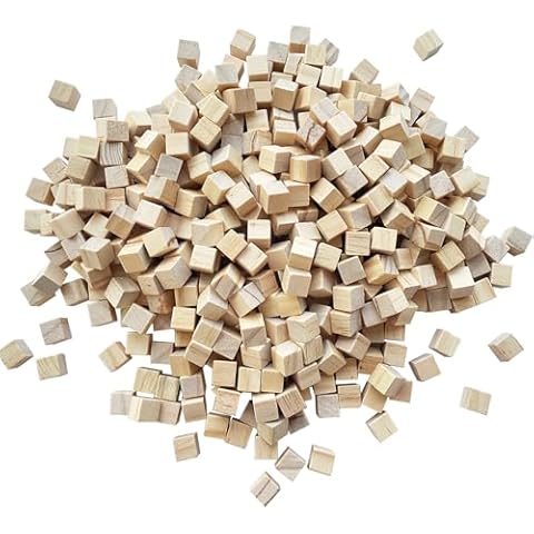 MUXGOA 500 Pcs Unfinished Wood Cubes,1 cm Wooden Blocks for Crafting,Small Wood Cubes for Crafts Making & DIY Projects & Decor Cover
