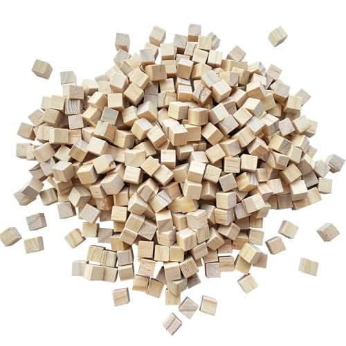 MUXGOA 500 Pcs Unfinished Wood Cubes 1 cm Wooden Blocks for Crafting Small Wood Cubes for Crafts Making & DIY Projects & Decor