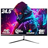 Gawfolk Gaming Monitor 24.5 Inch 200Hz Built-in Speakers, 180hz PC Monitor FHD 1080P Frameless Computer Monitors, VA,sRGB 100%, DisplayPort, HDMI, Eye Care, Wall Mount Compatible
