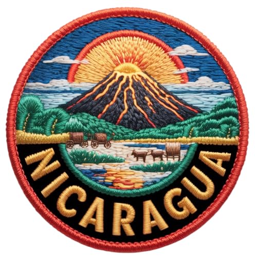 Aufnäher mit Nicaragua-Flagge, bestickt, zum Aufbügeln oder Aufnähen, 7,6 cm, Reise-Souvenir, Urlaubs-Emblem, Geschenkflicken