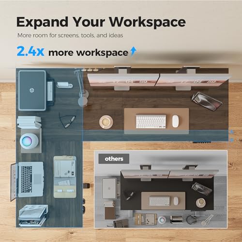 Image of Agilestic L Shaped Standing Desk 63 inch Adjustable Height, Electric Corner Standing Desk, Sit Stand Computer Table with Splice Board, Dark Walnut
