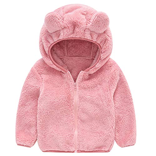 SportsWell Baby Girl Boy Autumn Winter Hooded Zipper Fleece Furry Bear Ear Jacket Coat Outerwear Pink US 3-4T,Tag 120