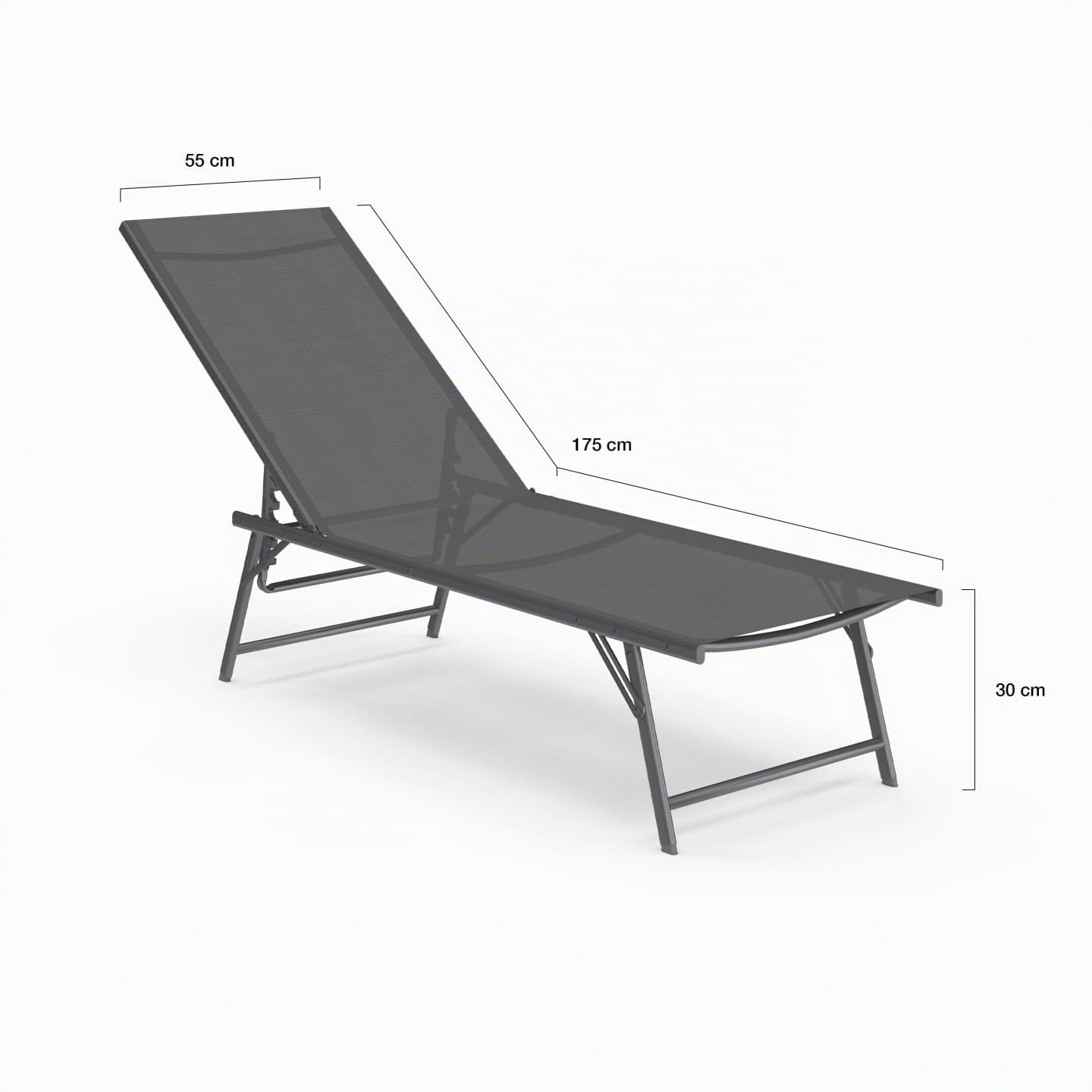 IDMarket - Juego de 2 tumbonas de jardín reclinables Kailua de acero gris antracita y tela gris