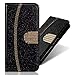Produktbild Glitzer Slim Retro Brieftasche Flip für Samsung A40,Bling Glitter Diamond Lips Musterg Ledertasche Stand Funktion Bookstyle Karteneinschub Magnetverschluss Wallet Hülle Schutzhülle