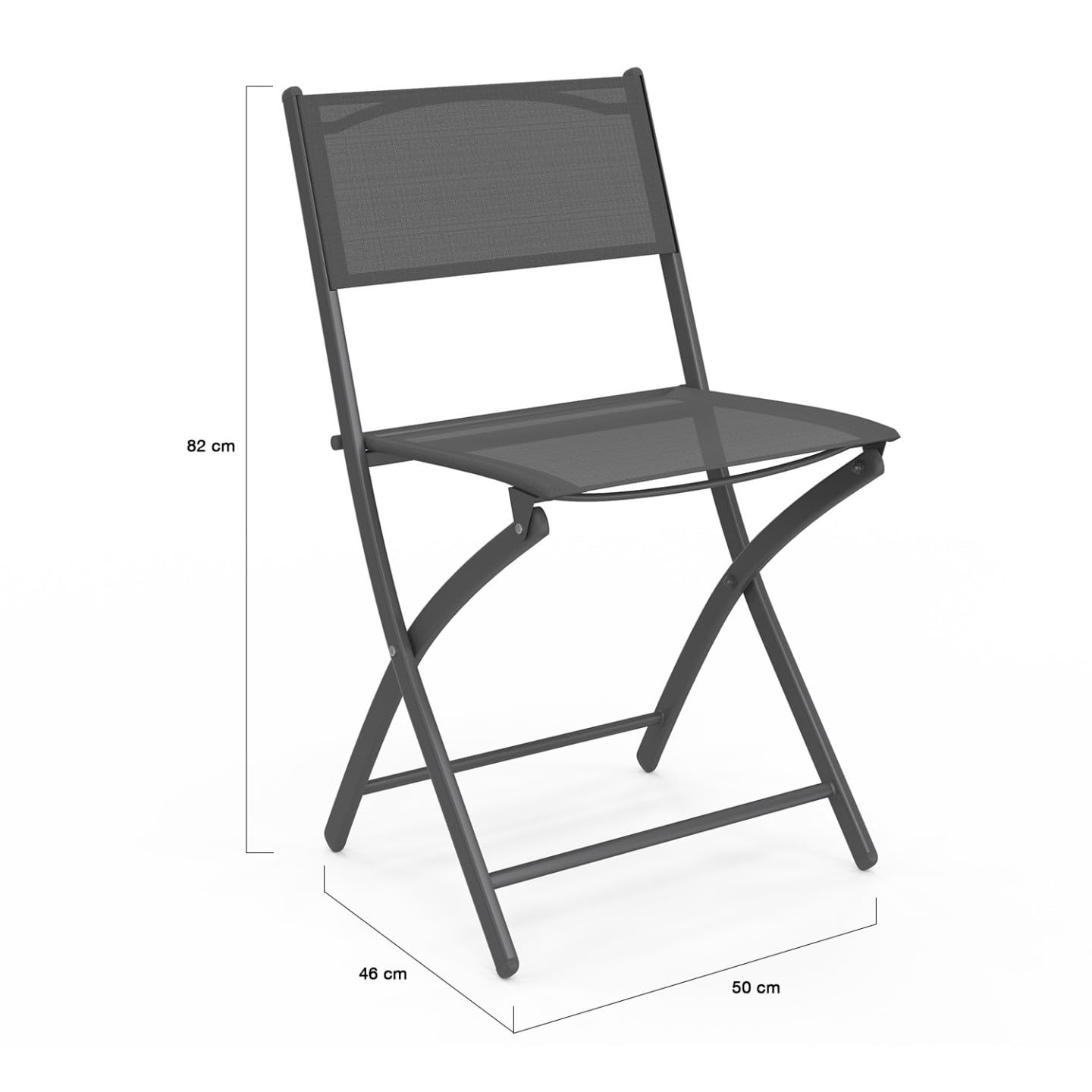 IDMarket - Lot de 4 chaises de Jardin Pliantes Bastia métal et textilène Gris Anthracite