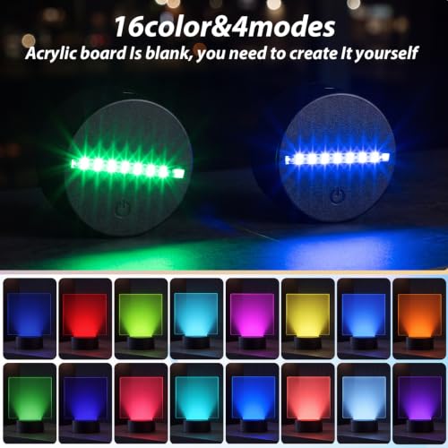 Image of Honoson 6 Set LED Acrylic Light Base, Night Lamp Kit,Square Style