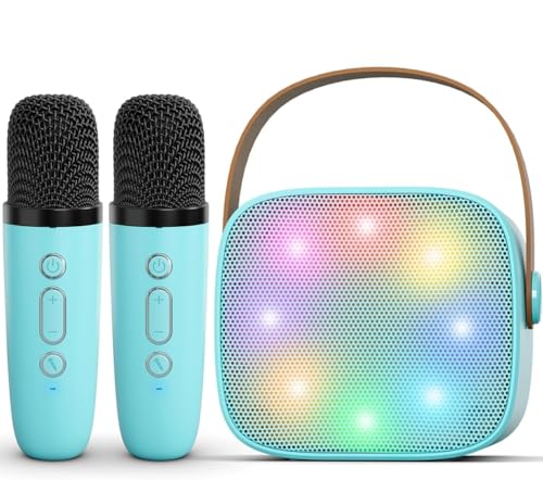 voijump Máquina de Karaoke con 2 micrófonos de Karaoke, Mini máquina de Karaoke para niños y Adultos, Altavoz de música Bluetooth, Regalos para niñas de 3 a 12 años