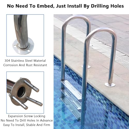 Escalera para piscina de acero inoxidable 2 peldaños miniatura 5