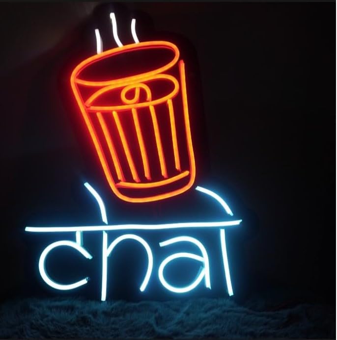 Wall Mitra Chai Neon Sign for Room Decor, Birthday, Anniversary, Party Room, Home Wall Decor, neon Light/Sign for Restaurant, Bedroom, bar, Cafe and Club(12x18 inches) Orange-image-17