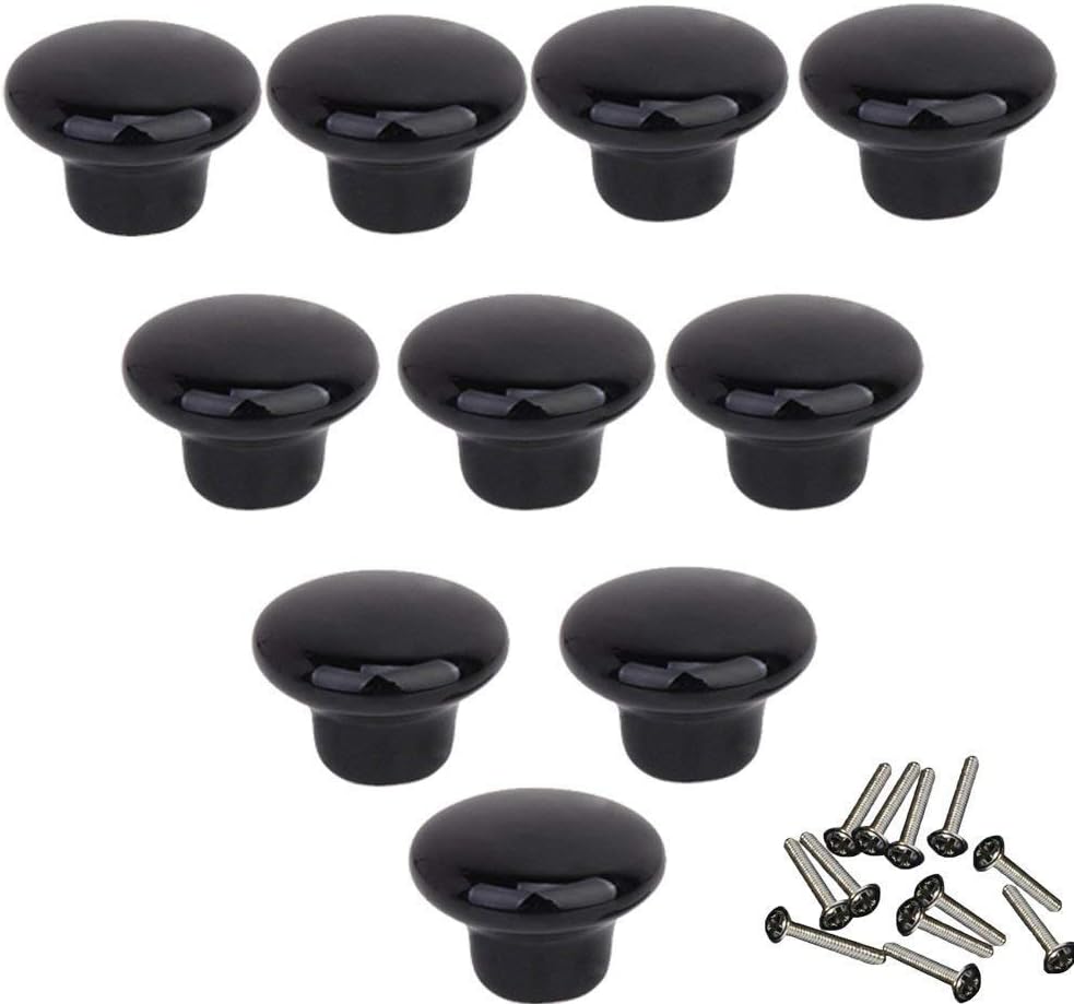 Mallofusa 32mm Cabinet Ceramic Round Pull Knobs for Drawer Dresser Kitchen Wardrobe Handles 10 PCS Orange
